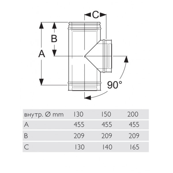 Тройник 90° D130 Permeter 25 (Schiedel) Тройник 90° D130 Permeter 25 (Schiedel)